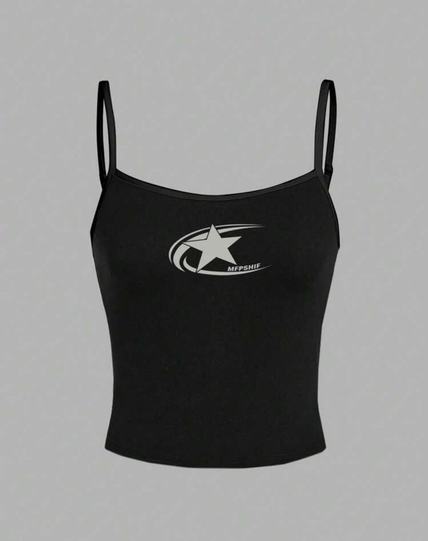 Top negro con diseño Y2k con manga/sin manga