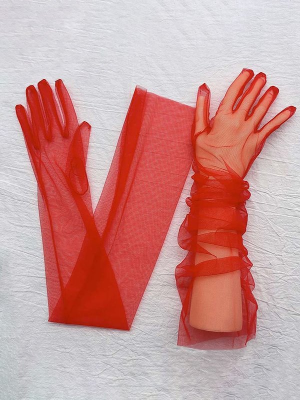 Guante rojo tul 