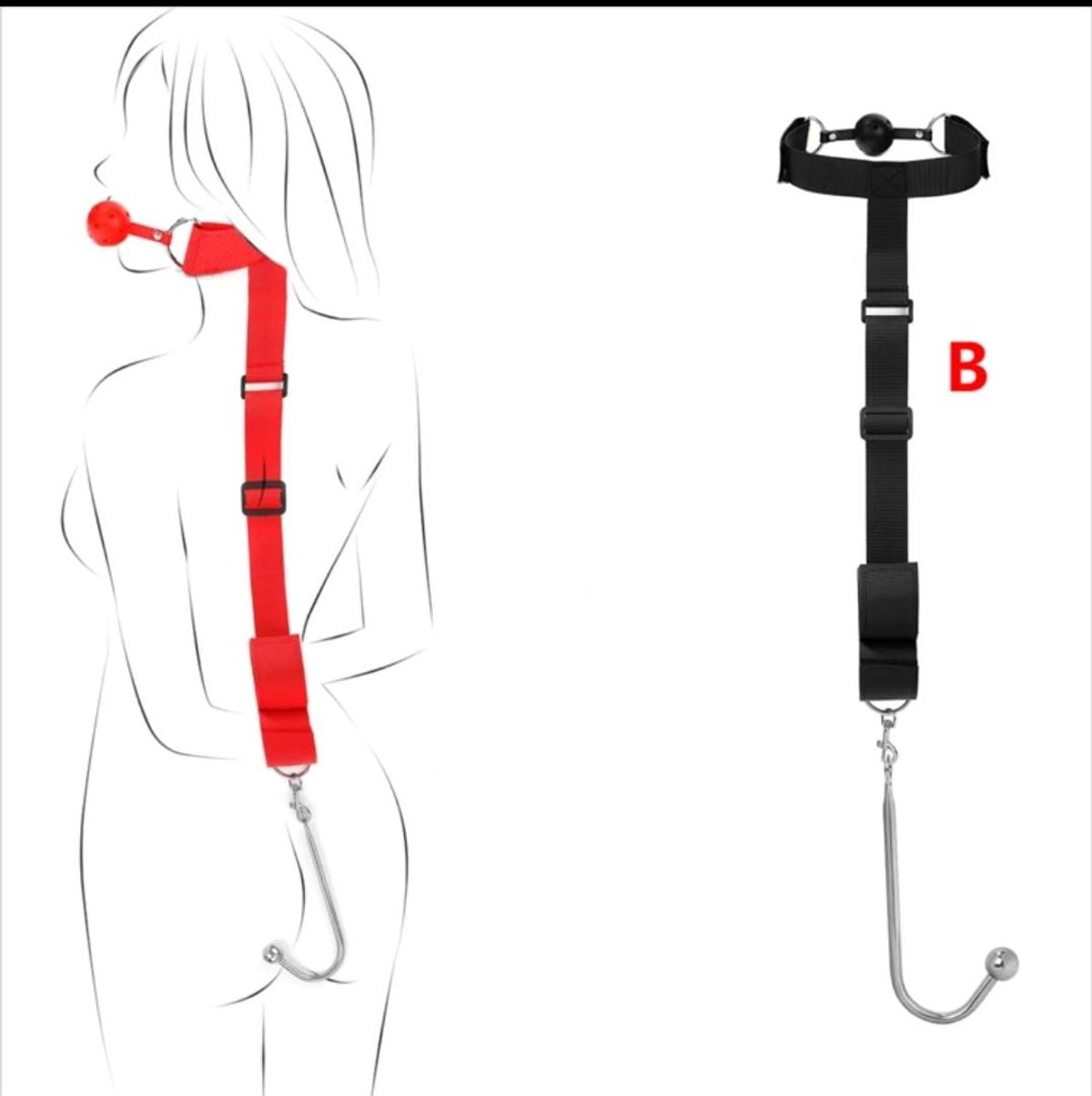 Esposas con mordaza y gancho anal