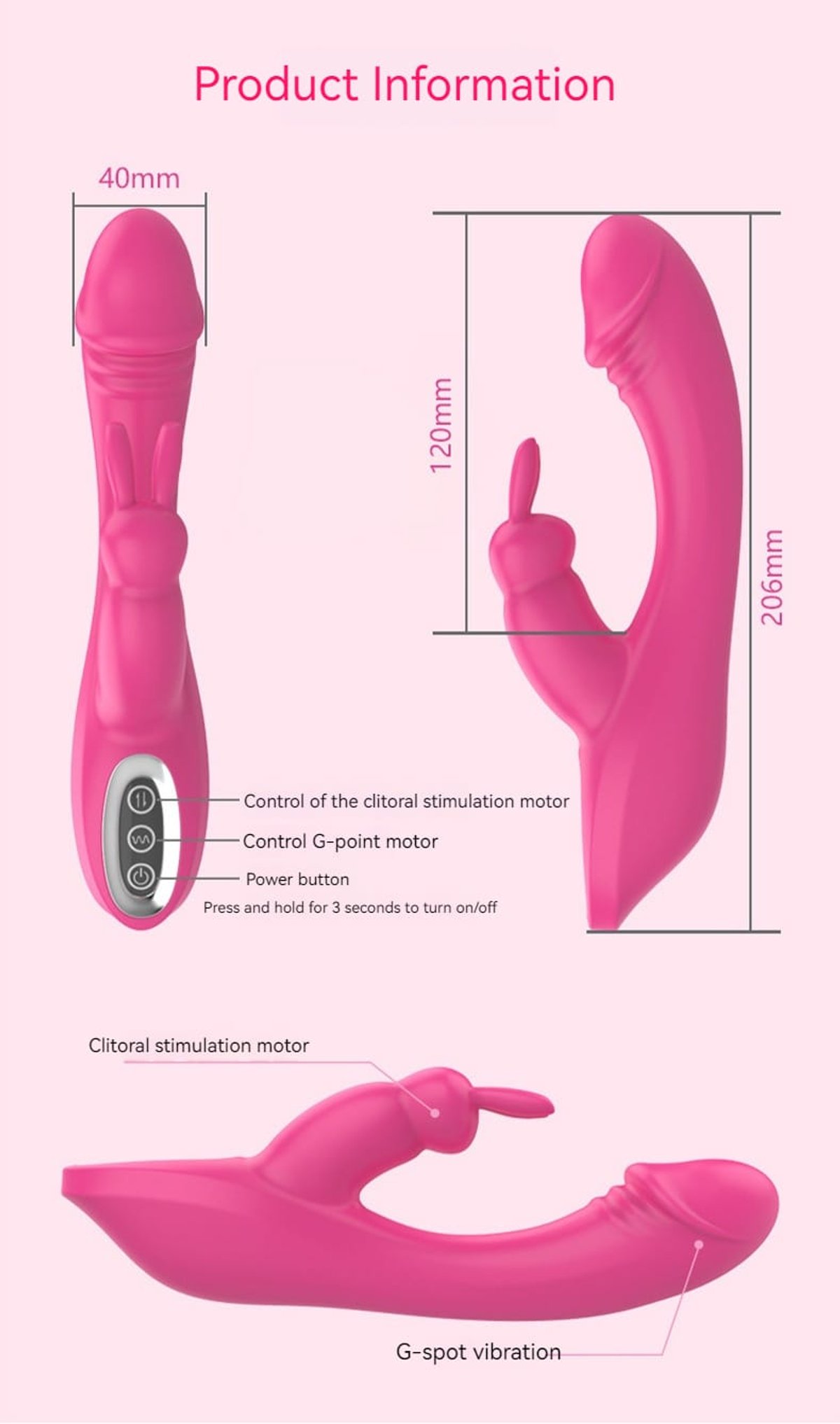 Vibrador pink bunny  - 2