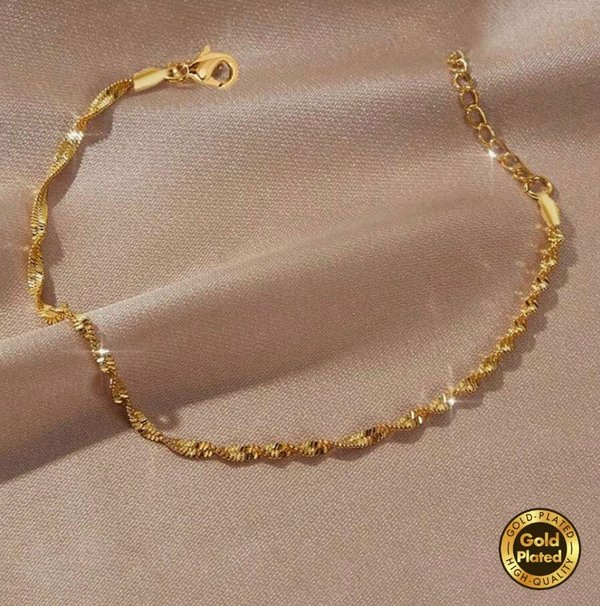 Pulsera de acero inoxidable chapado en oro de 18K