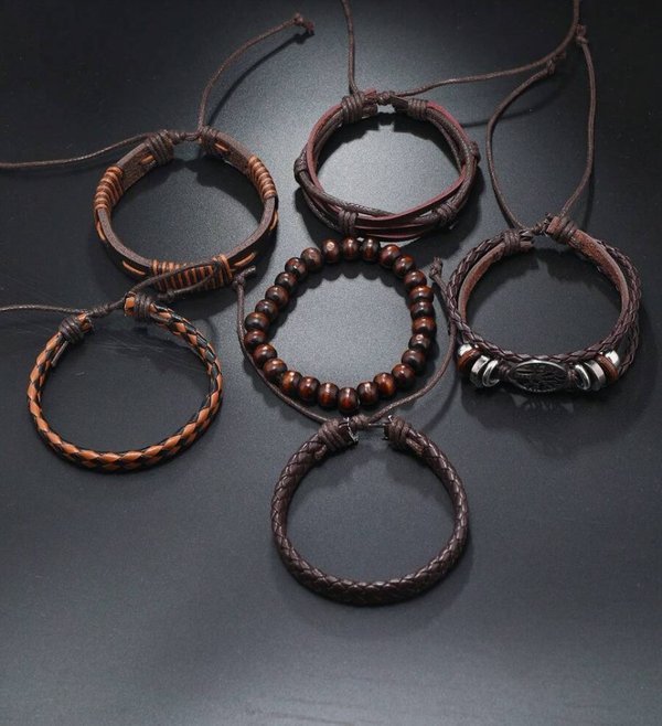 Set de 6 pulseras con diseño minimalista