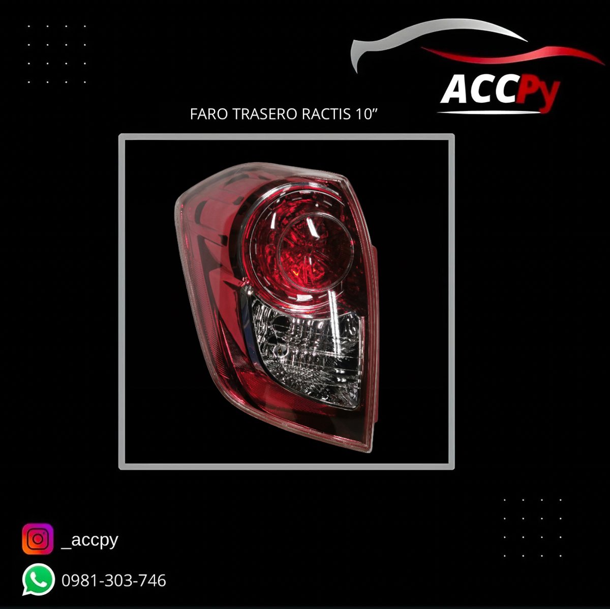 Faro trasero ractis 10” 