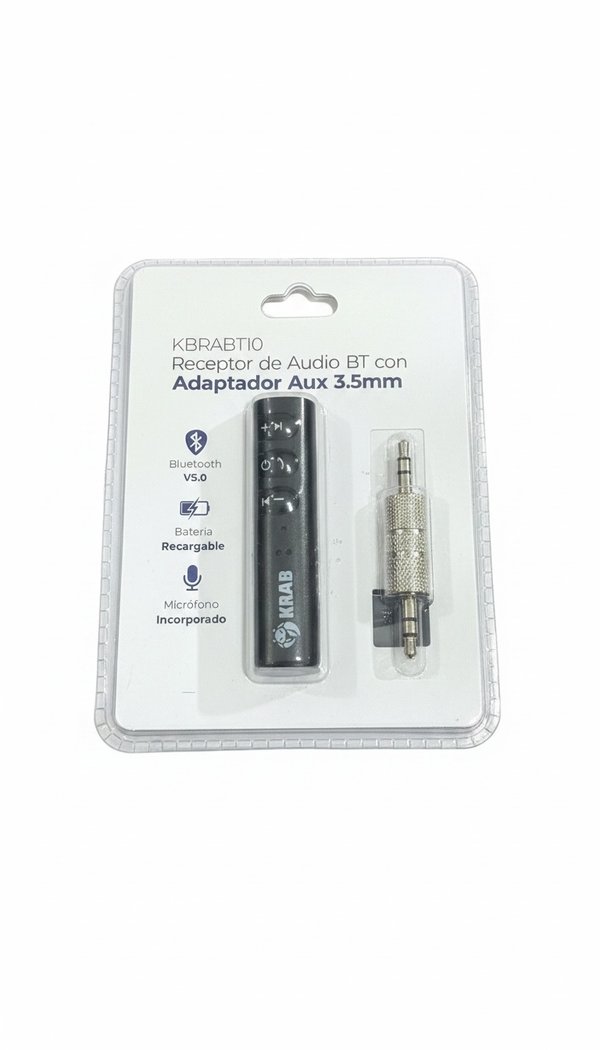 RECEPTOR DE AUDIO BLUETOOTH CON ADAPTADOR AUXILIAR 