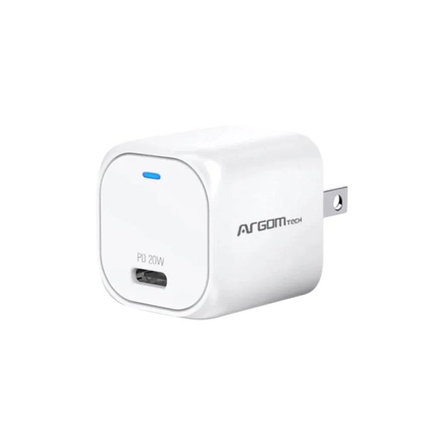 Cargador de Pared Argom Fast Charger 20W Tipo-C (ARG-AC-0110WT) – Blanco