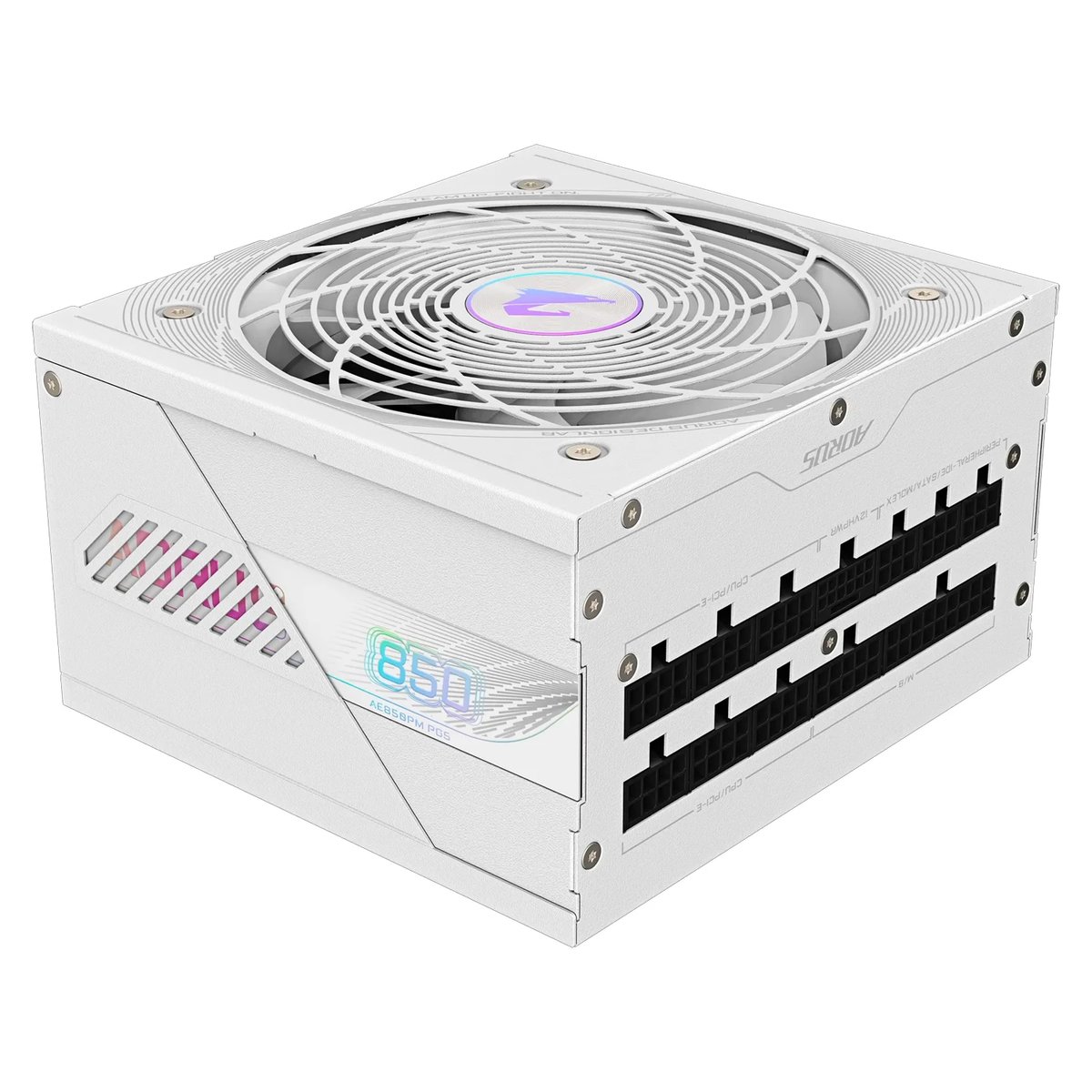 Fuente de alimentación modular completa Gigabyte AORUS Elite GP-AE850PM PG5 ICE ATX de 850 W con certificación 80 Plus Platinum - Negra - 5