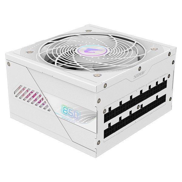 Fuente de alimentación modular completa Gigabyte AORUS Elite GP-AE850PM PG5 ICE ATX de 850 W con certificación 80 Plus Platinum - Negra