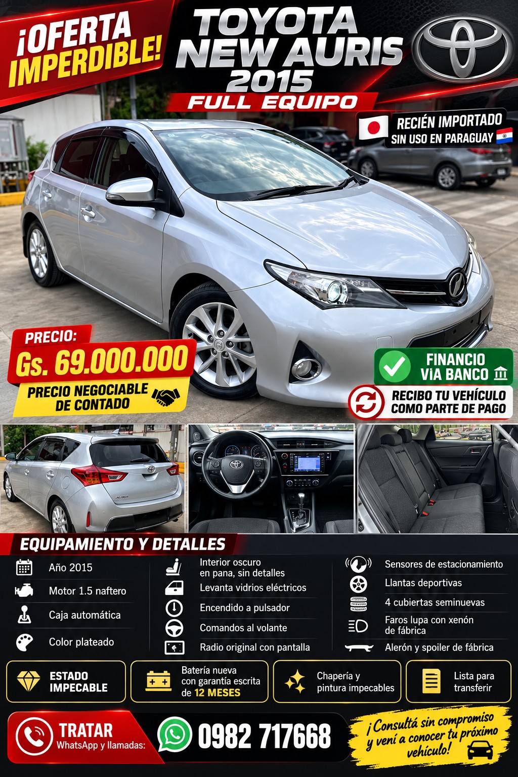 Toyota New Auris 2015 gris automática