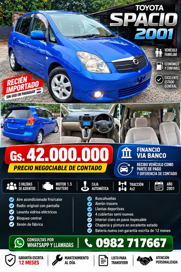 Toyota Spacio 2001 azul automática