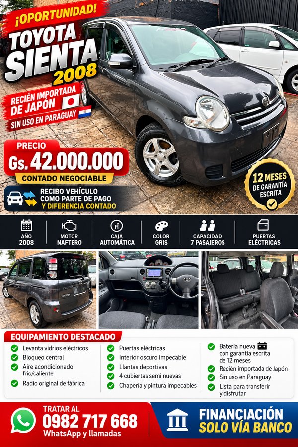 Toyota Sienta 2008 gris automática