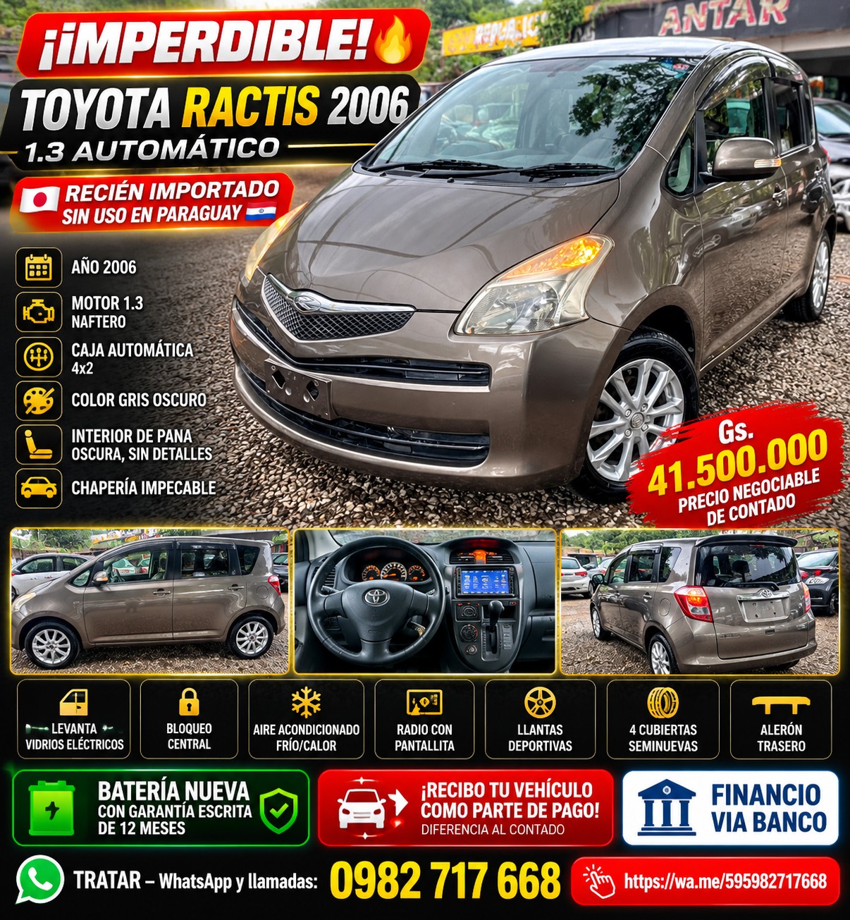 Toyota Ractis 2006 gris automática