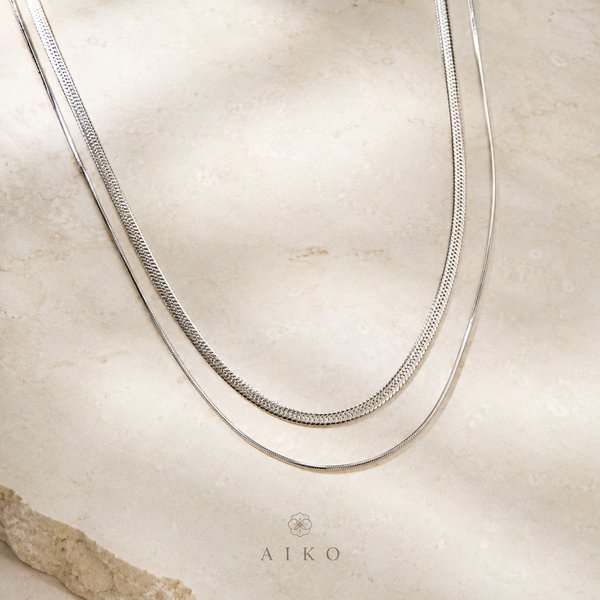 Set de 2 collares plateados en capas