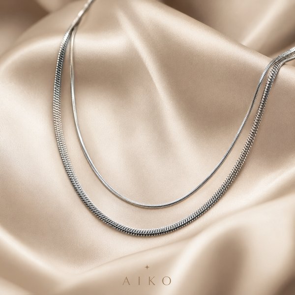 Set de 2 collares plateados en capas