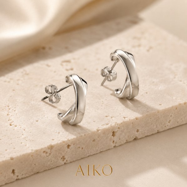 Aretes tipo argolla entrelazada