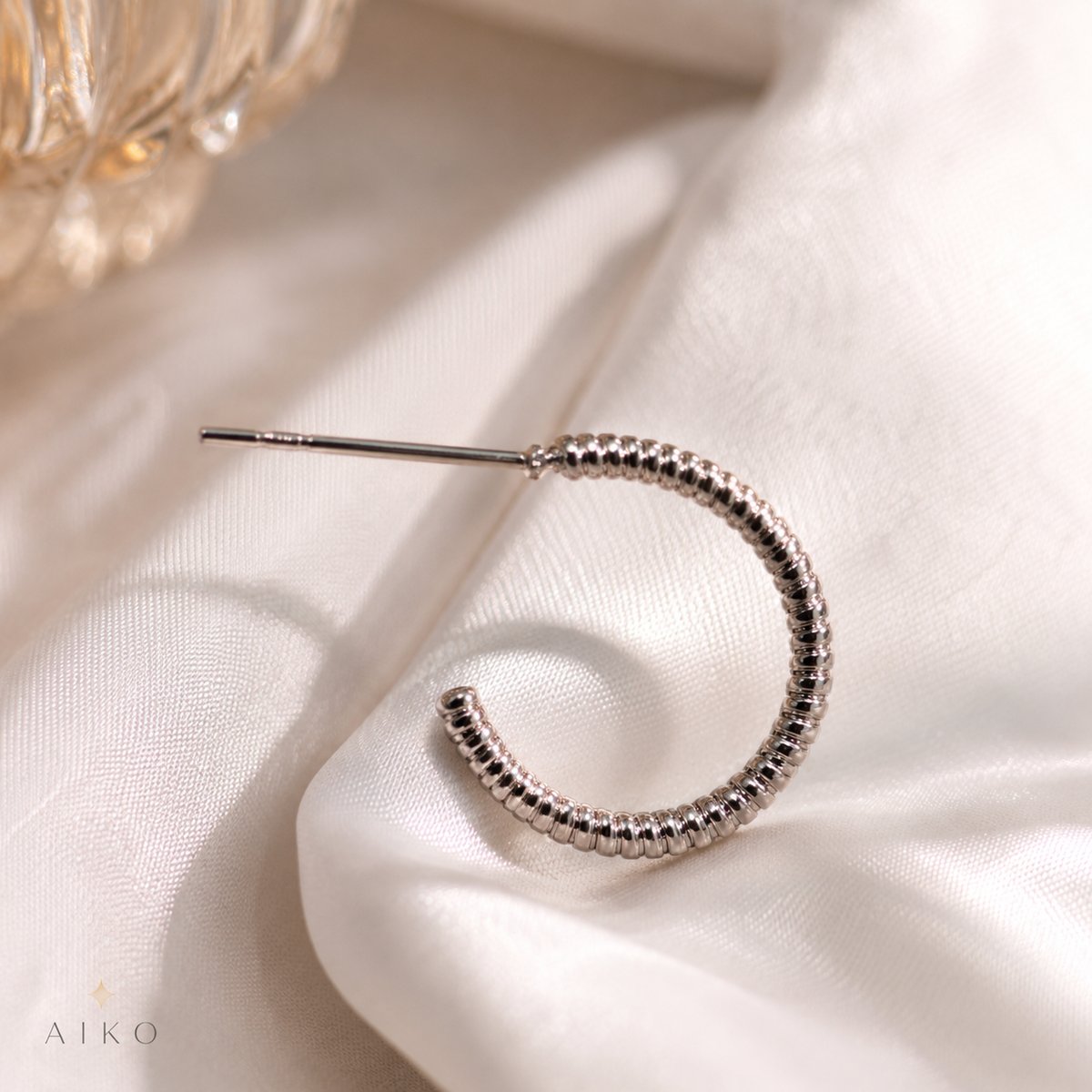 Aretes tipo argolla acanalada - 4