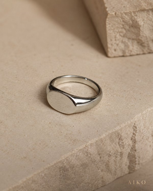 Anillo sello ovalado liso