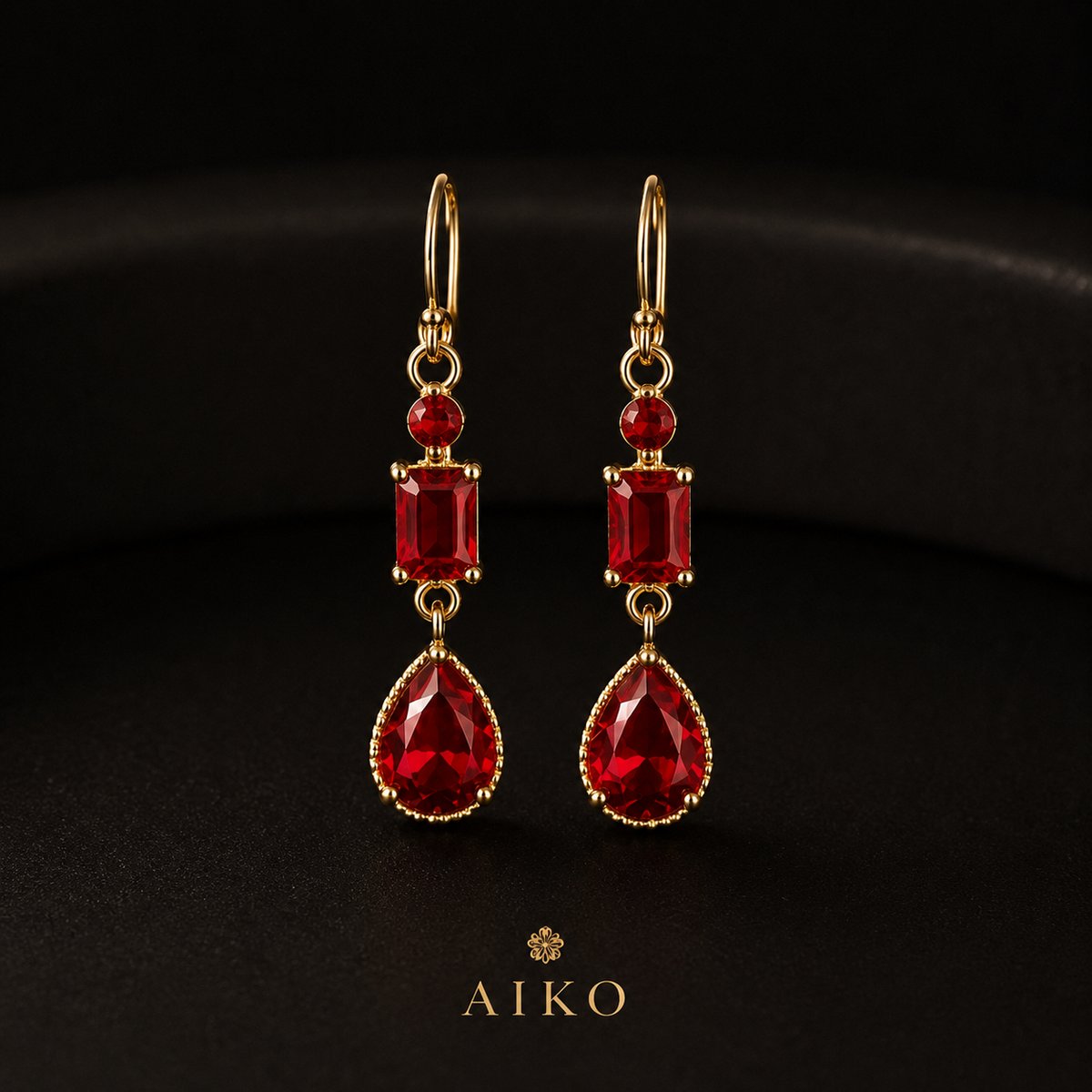 ARETE LARGOS ROJOS PIEDRA DE GOTA  - 2