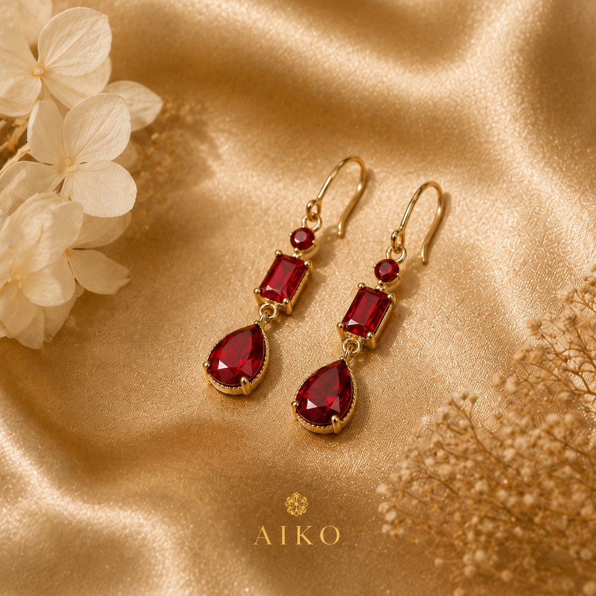 ARETE LARGOS ROJOS PIEDRA DE GOTA  - 4