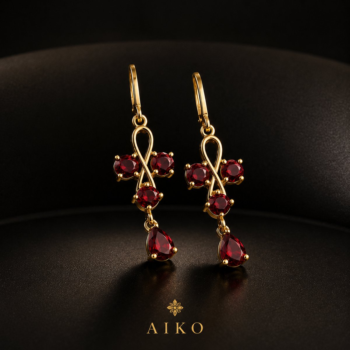 Aretes colgantes rojos estilo elegante - 3