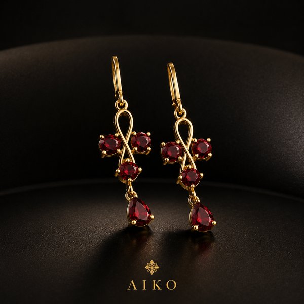 Aretes colgantes rojos estilo elegante