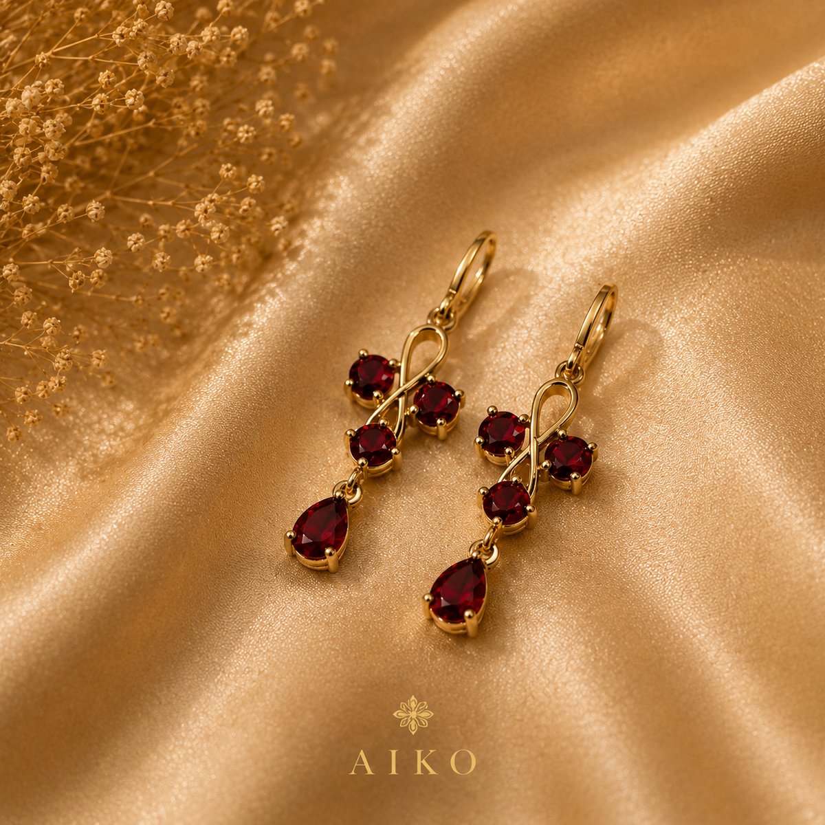 Aretes colgantes rojos estilo elegante - 4
