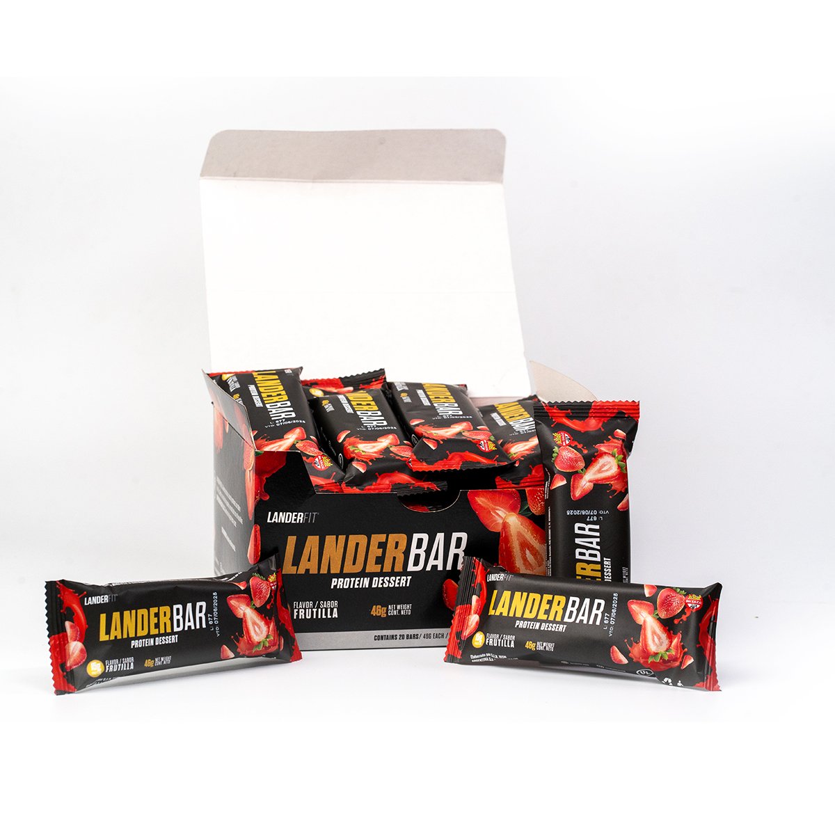 Barritas Protein Dessert FRUTILLA  Landerfit – Caja x 20 unidades