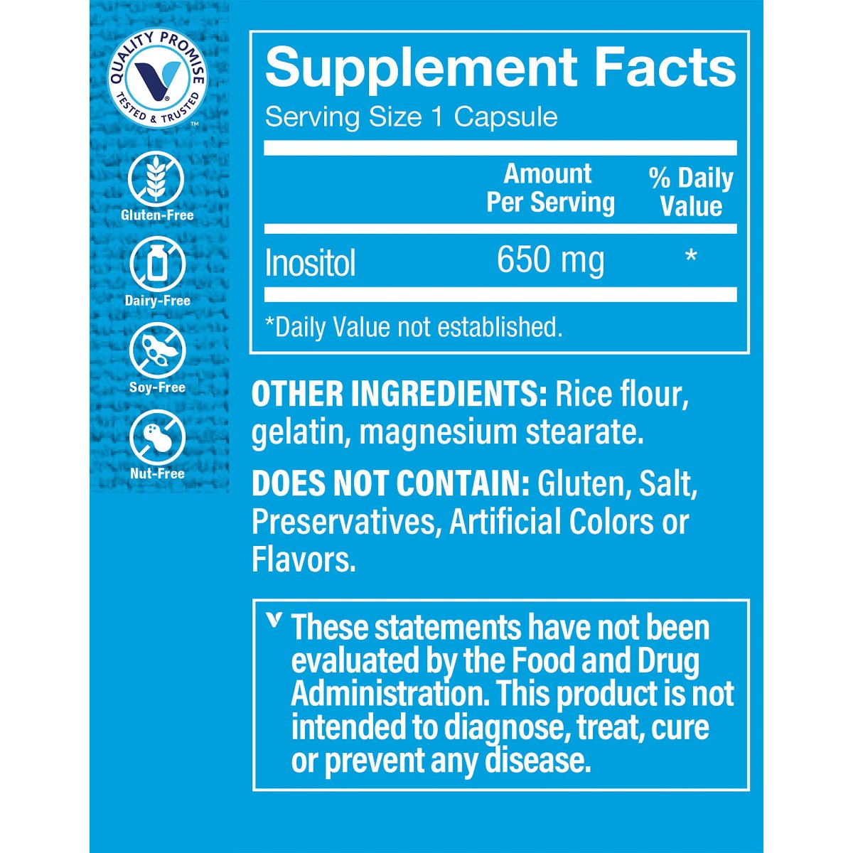 Inositol 650 mg (100 Capsulas) Vitamin Shoppe