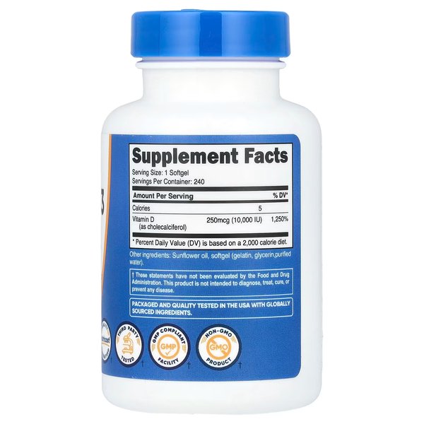 VITAMINA D3 10.000UI X 240 SOFTGELS - NUTRICOST