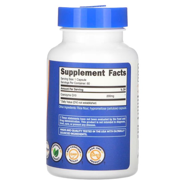 CoQ10 200 MG X60 VEGGIE CAPS - NUTRICOST