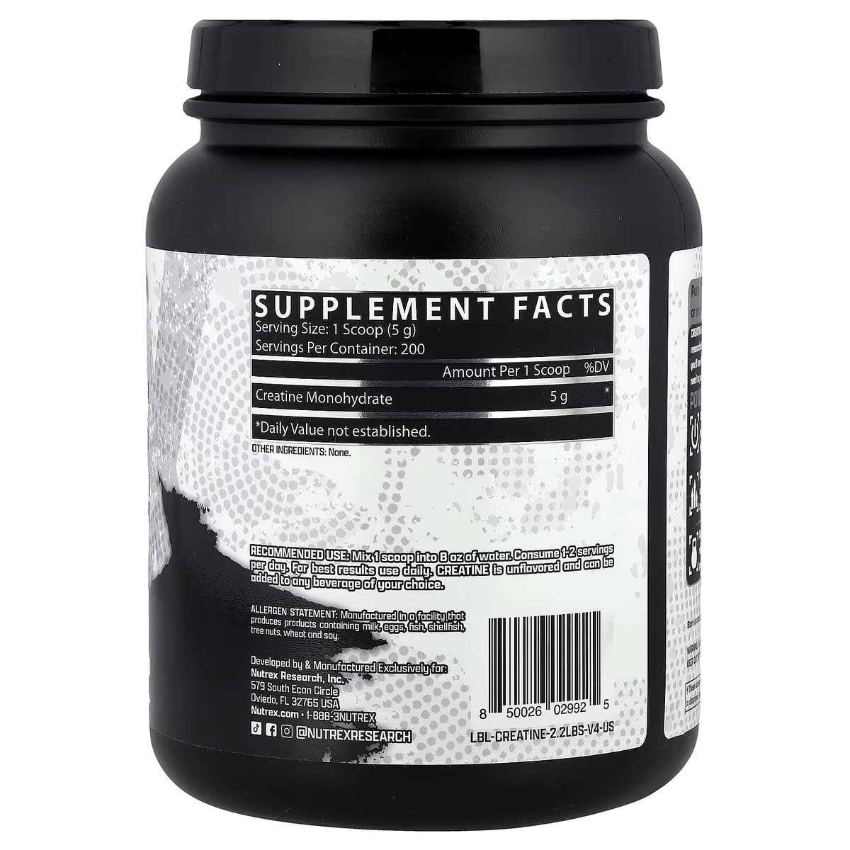 CREATINA 1KG 200 SERVICIOS - NUTREX - 2