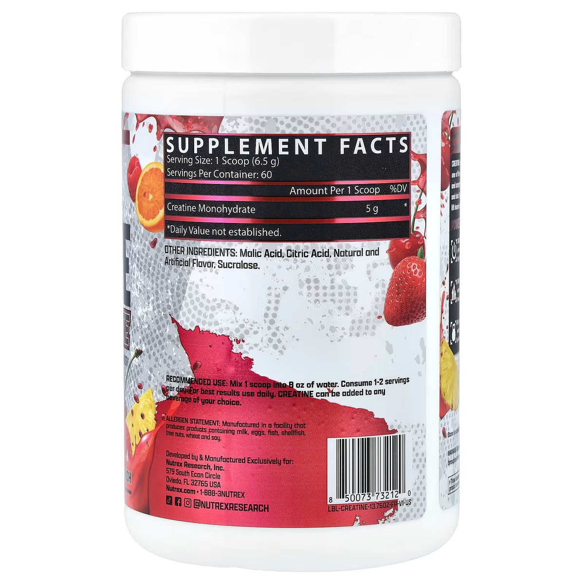 CREATINA MONOHIDRATO FRUIT PUNCH 60 SERVICIOS - NUTREX - 2