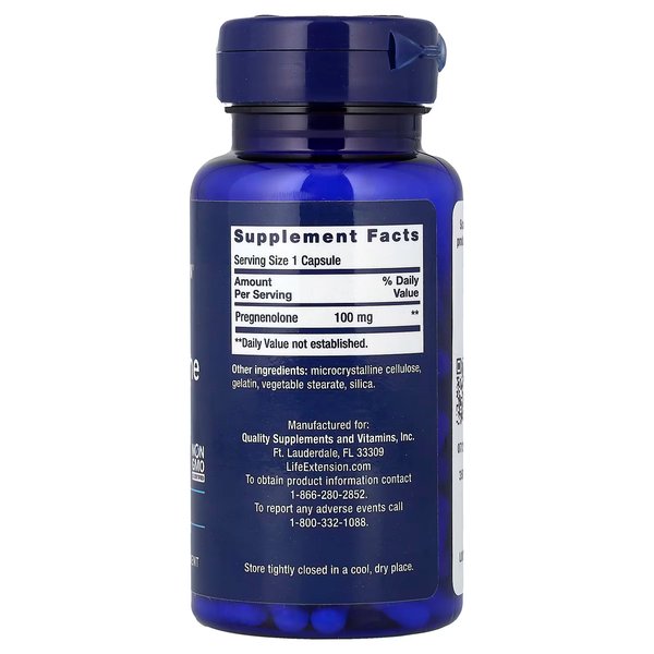 PREGNENOLONE 100MG X 100 CAPS – LIFE EXTENSION