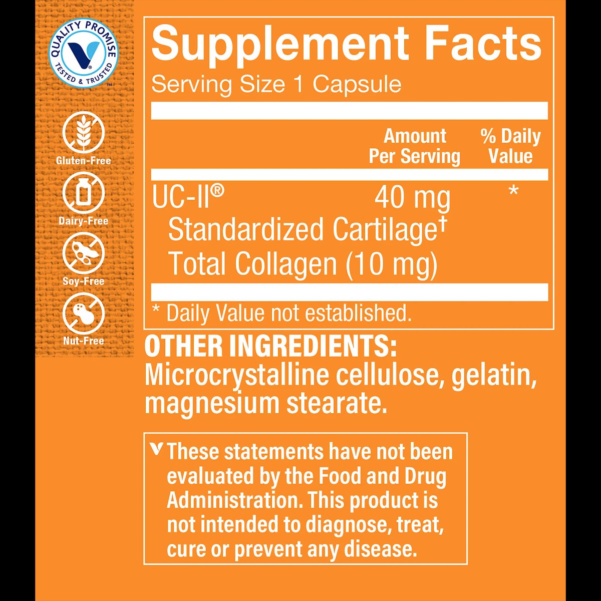 UC II Collagen No-Desnaturalizado (30 Capsulas) the Vitamin Shoppe