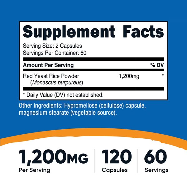 RED YEAST RICE 1200MG X 120 CAPS NUTRICOST