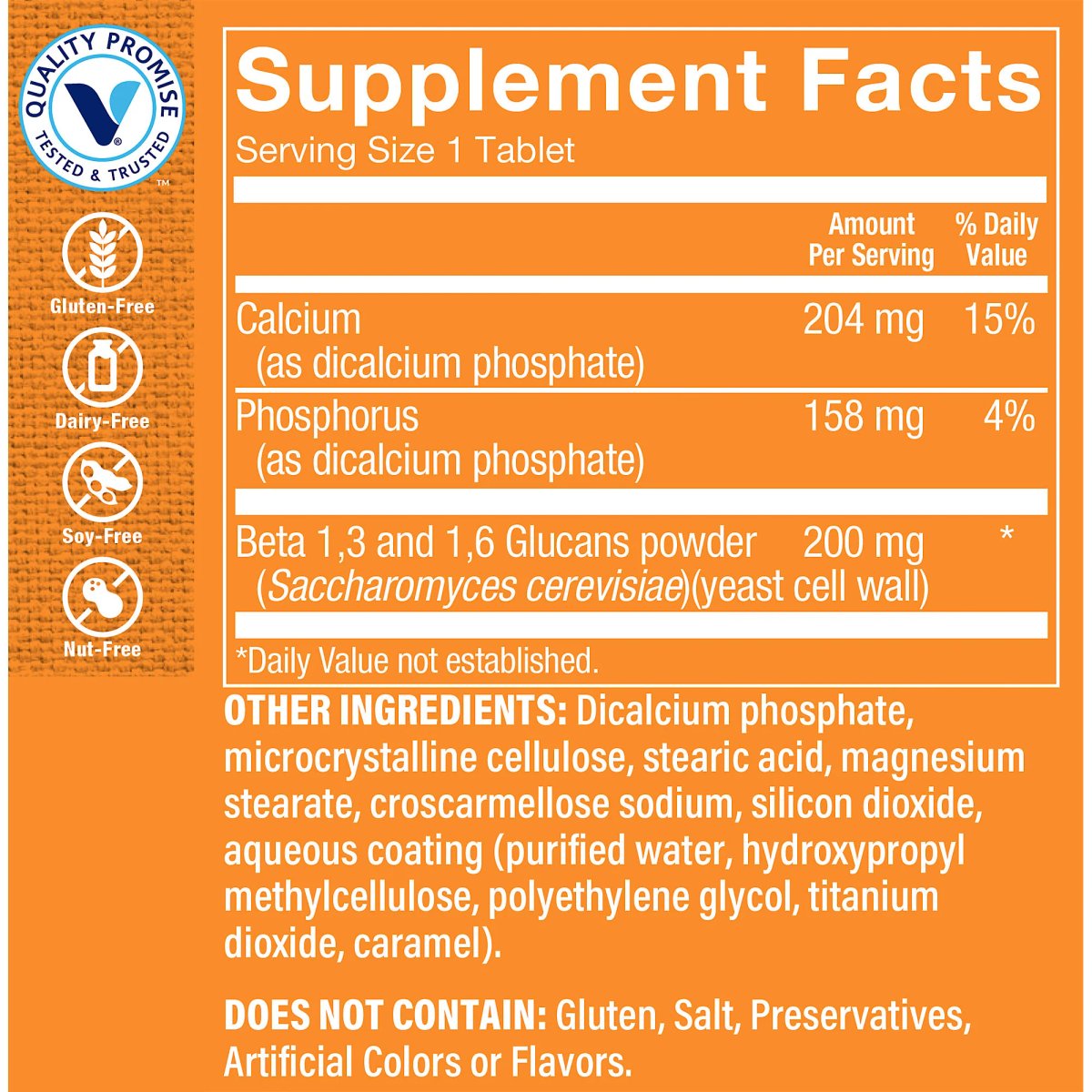 Beta glucano 200mg (120 Tabletas)  Vitamin Shoppe