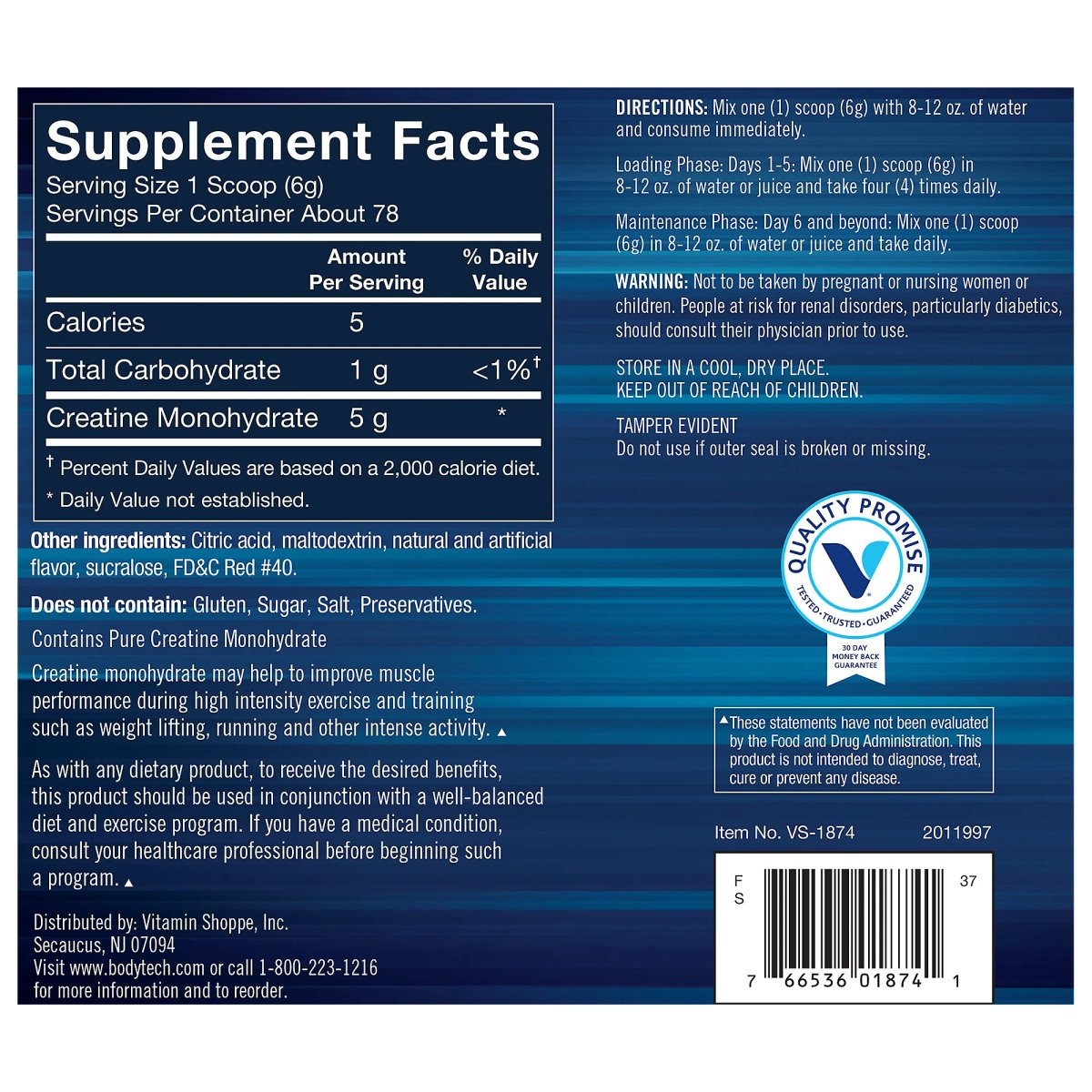 BODYTECH 100% Creatina Monohydrate SABOR A FRUTAS - Ponche de Frutas 468G(78 Tomas)