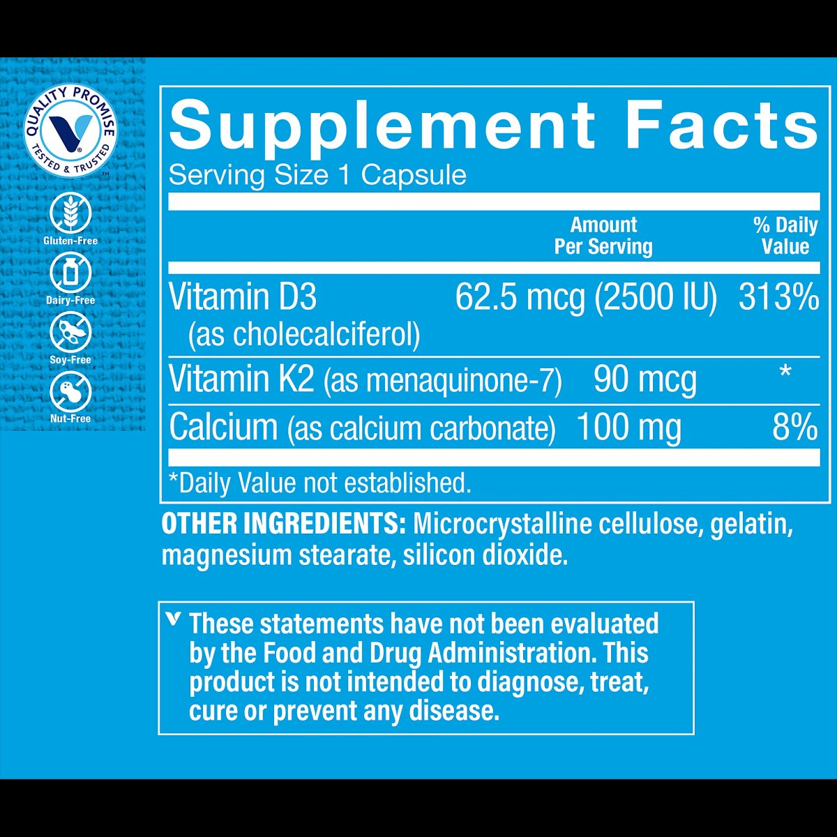 D3 2500 IU & K2 (60 Cápsulas) Vitamin Shoppe