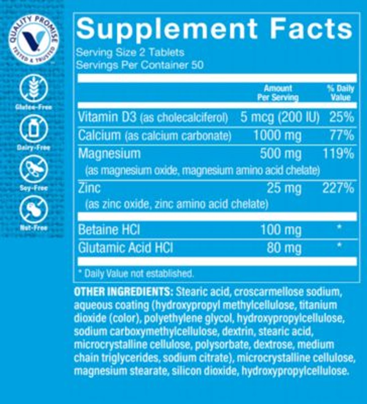 Calcium Magnesium Zinc con D3 (100 Tabletas)  Vitamin Shoppe