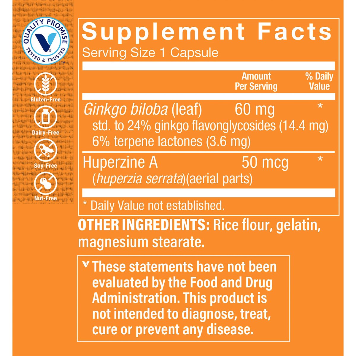 Huperzine A con Ginkgo Biloba (60 capsulas) the Vitamin Shoppe