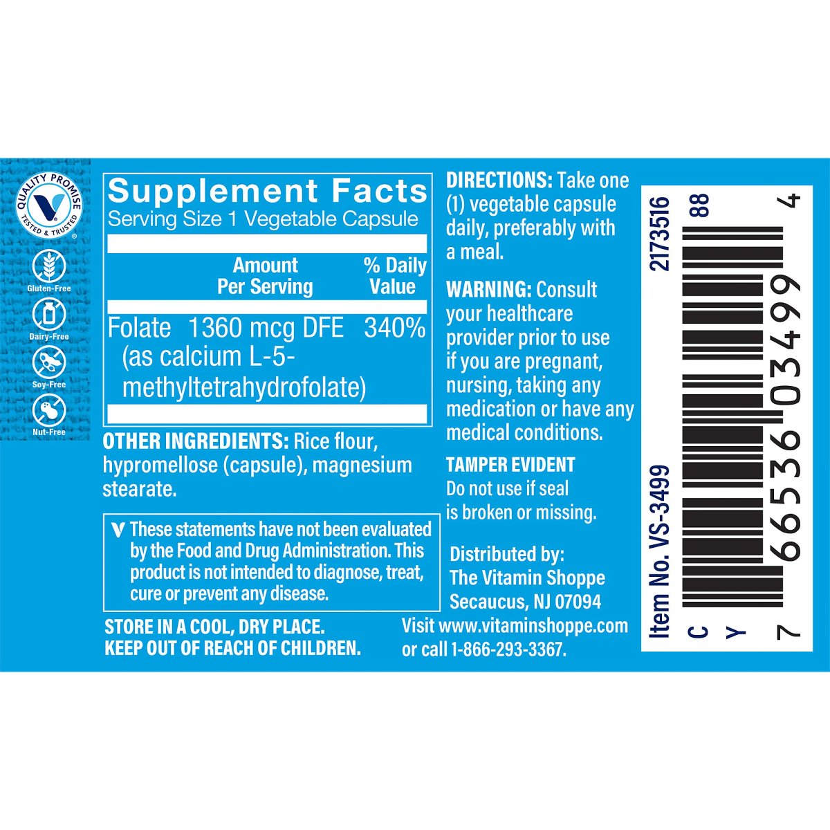 Metilfolato - (60 Cápsulas Vegetariana) Vitamin Shoppe