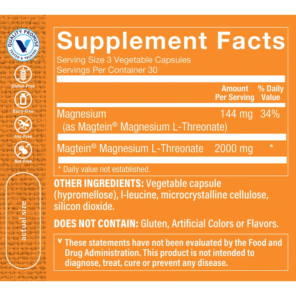 Treonato de Magnesio (90 Capsulas Vegetales)  Vitamin Shoppe