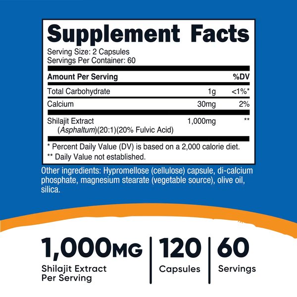 SHILAJIT 1000MG X 120 CAPS - NUTRICOST