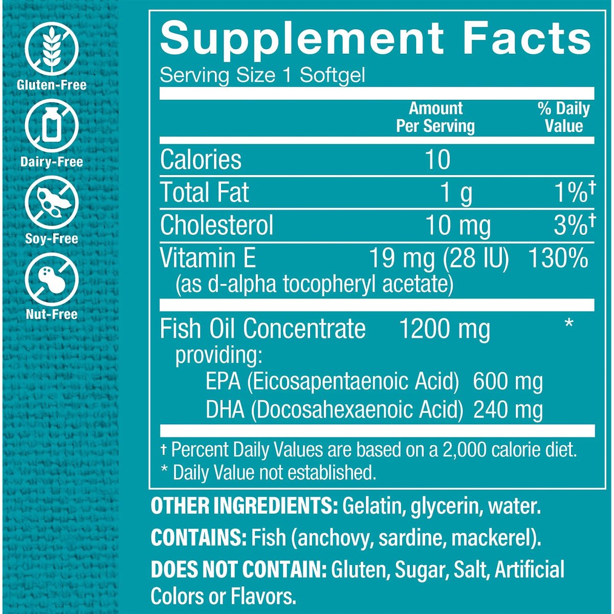 Omega 3 Fish Oil 1200 mg 600/240 EPA/DHA (60 Cápsulas Blandas) the Vitamin Shoppe