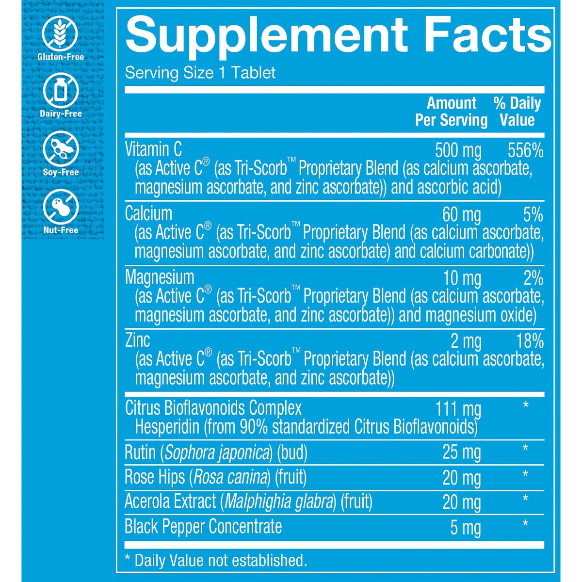 Active-C 500 mg Vitamina C con Bioflavonoides (250 Tabletas) Vitamin Shoppe