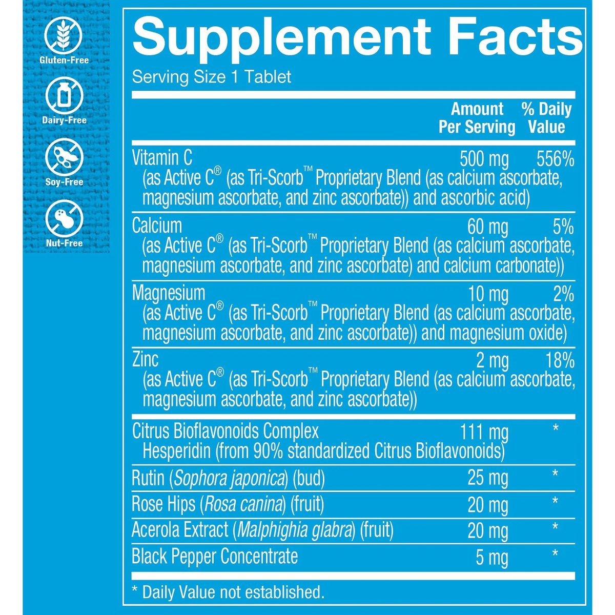 Active-C 500 mg Vitamina C con Bioflavonoides (100 Tabletas)