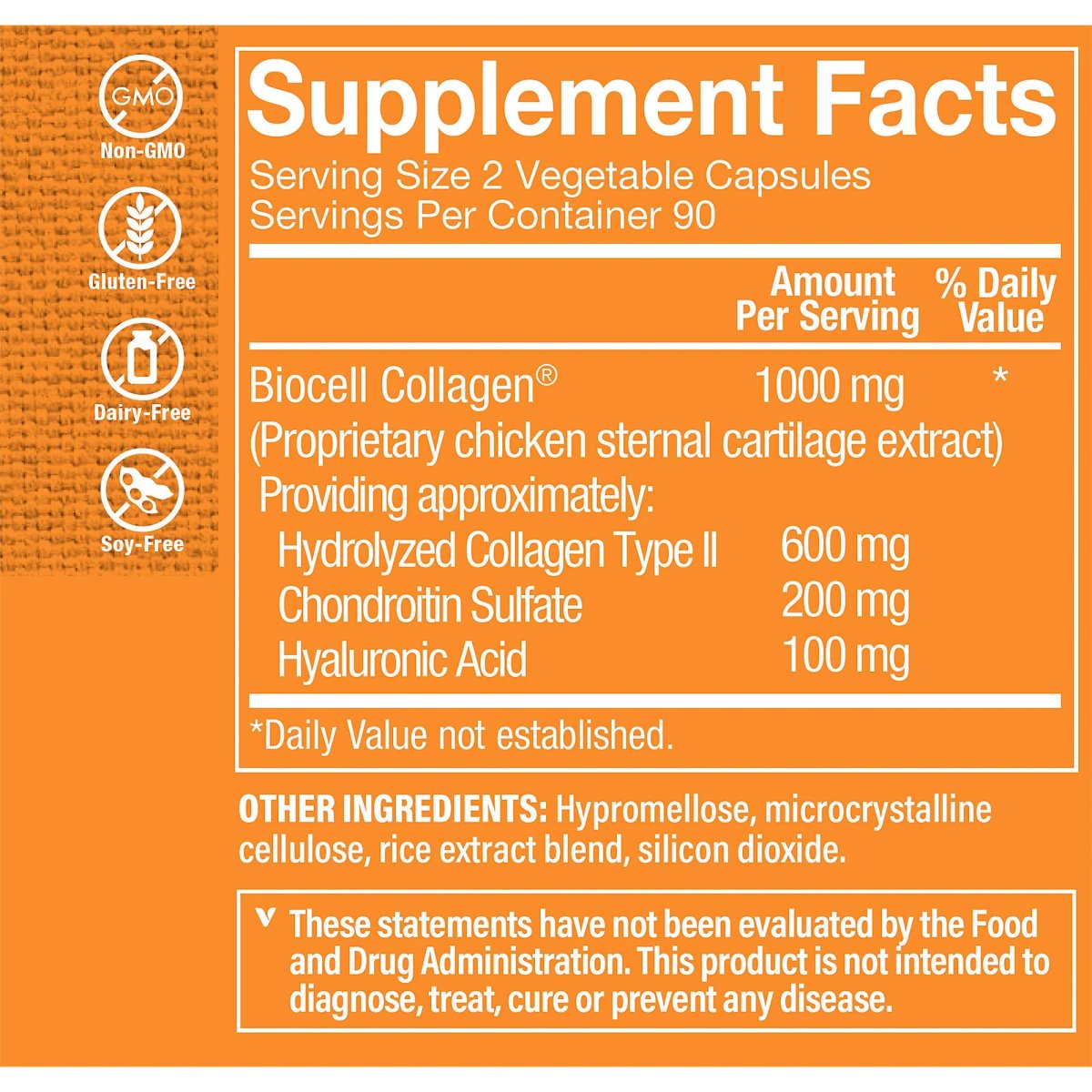 Biocell Collagen II con Acido Hialuronico (180 Cápsulas)  Vitamin Shoppe