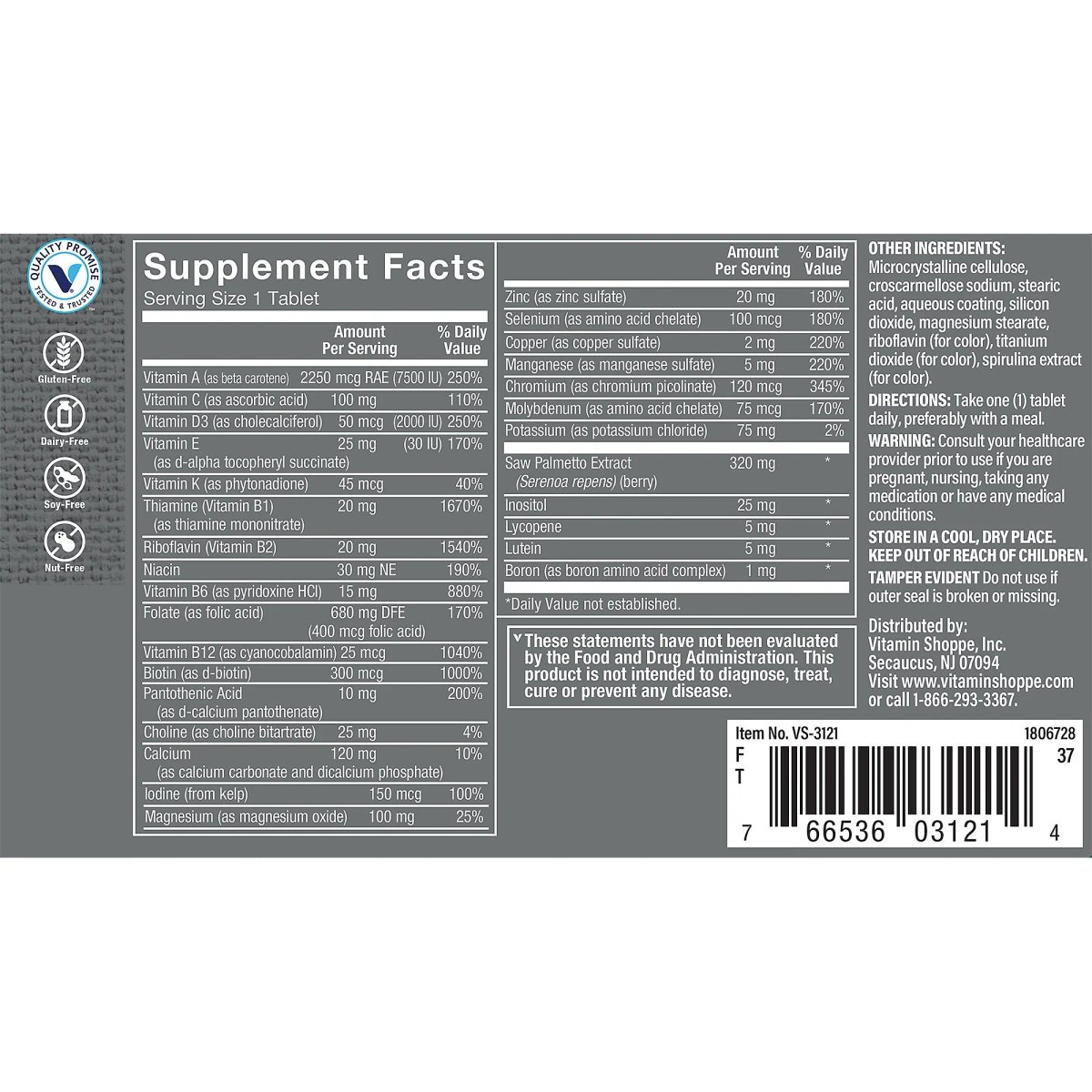 One Daily Men's 50+ (60 Tabletas) Vitamin Shoppe