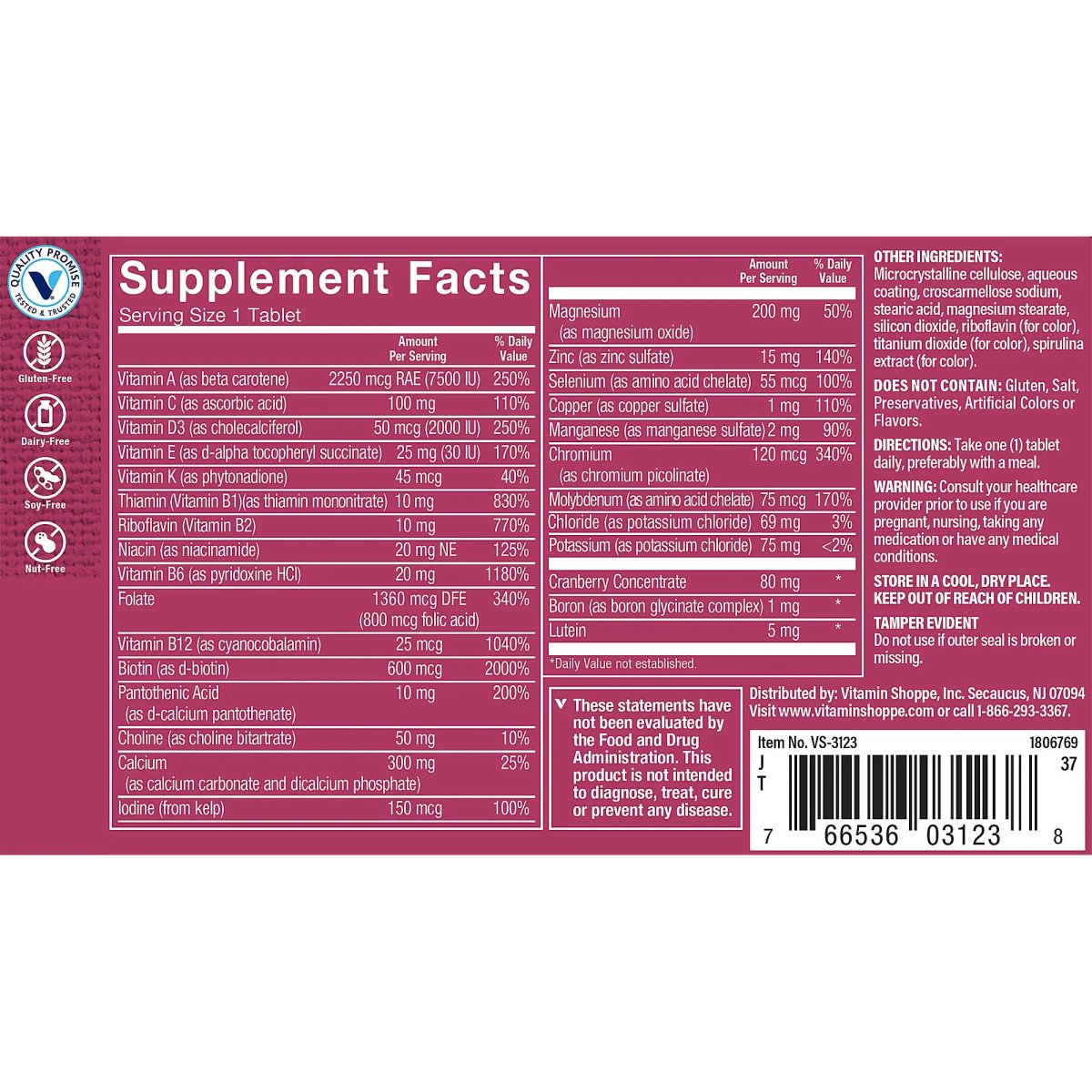 One Daily Women's 50+ Sin Hierro (60 Tabletas) Vitamin Shoppe