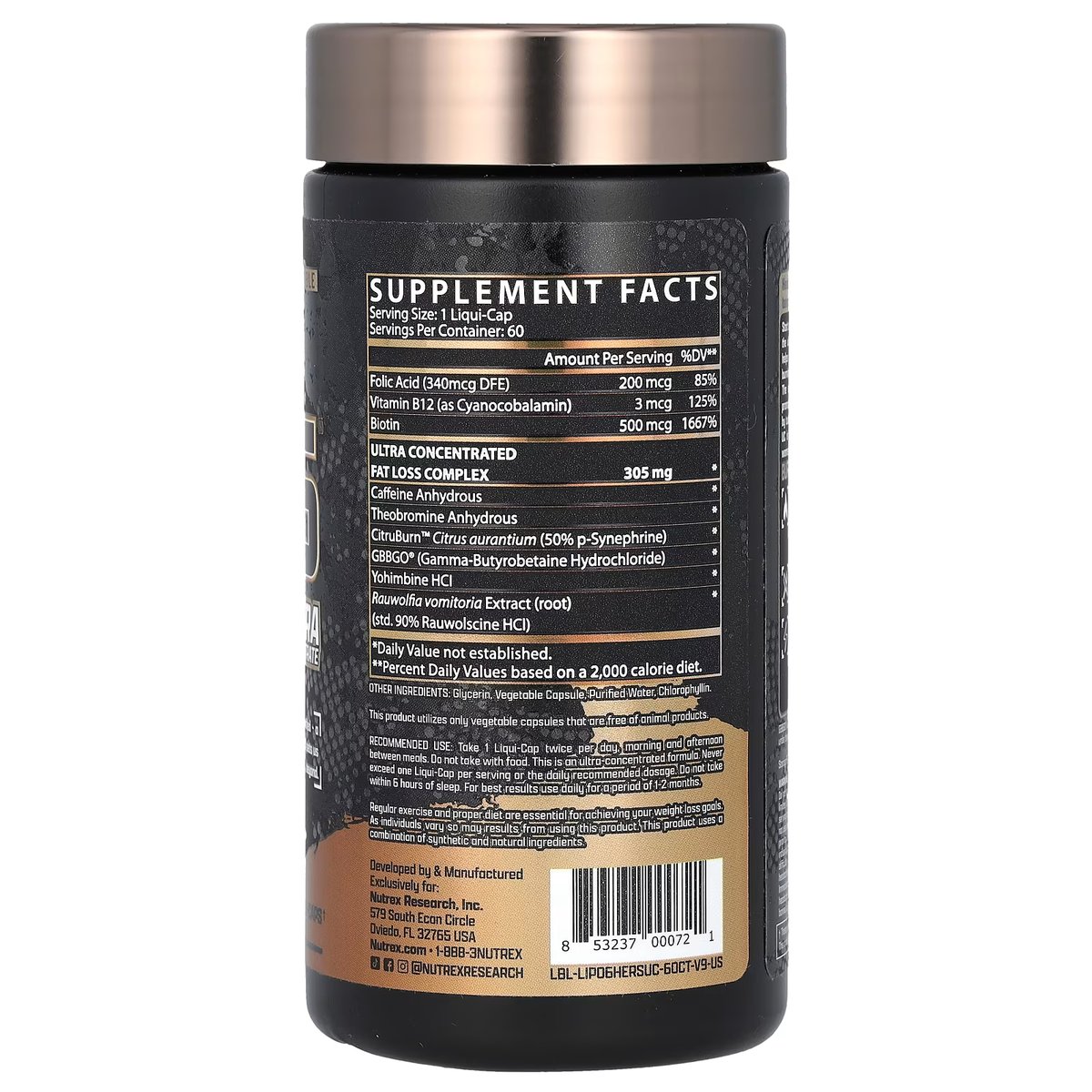 Lipo 6 Black Hers Nutrex Research | Quemador de Grasa para Mujeres | 60 Cápsulas - 2