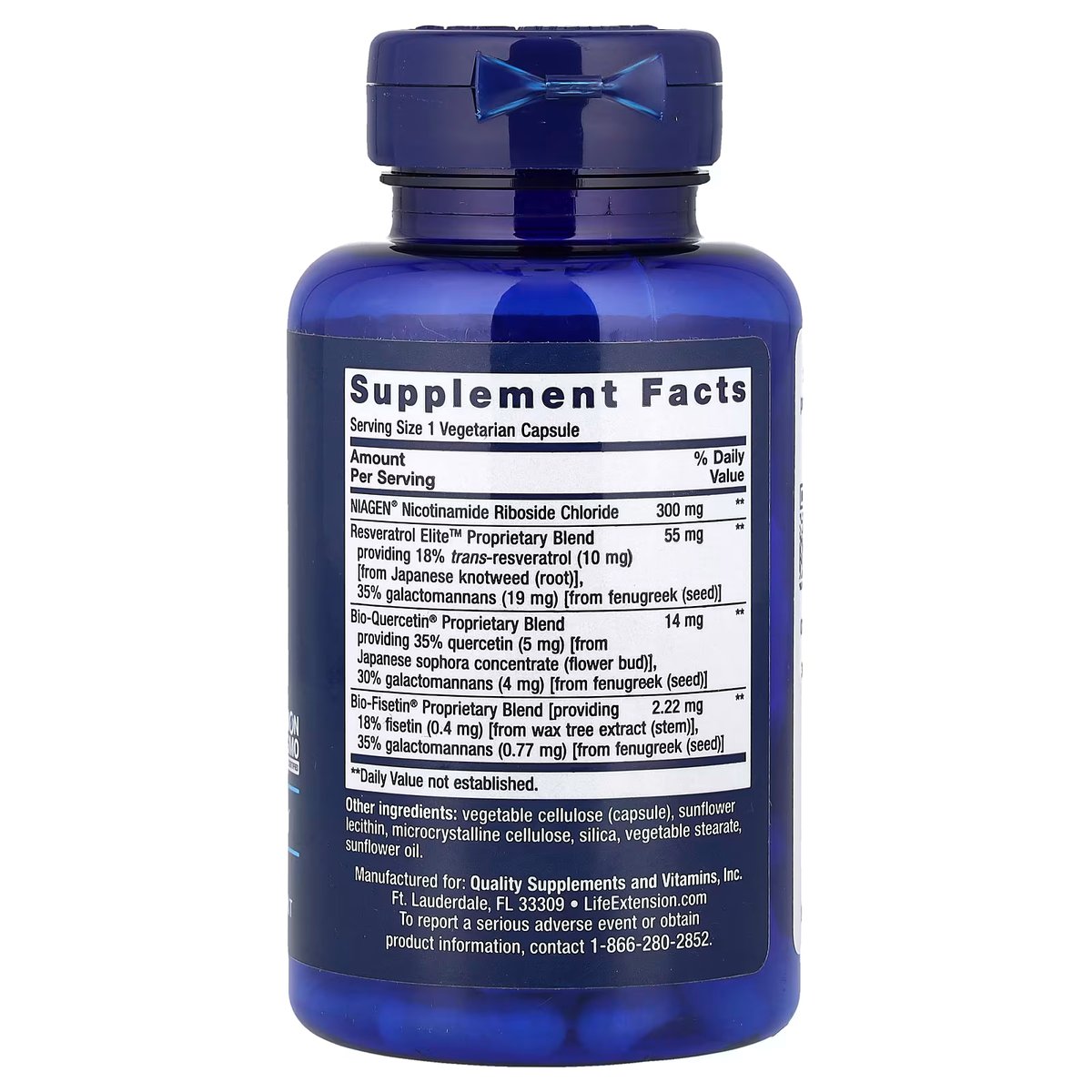 NAD + RESVERATROL ELITE X 30 VEGGIE CAPS - LIFE EXTENSION - 2